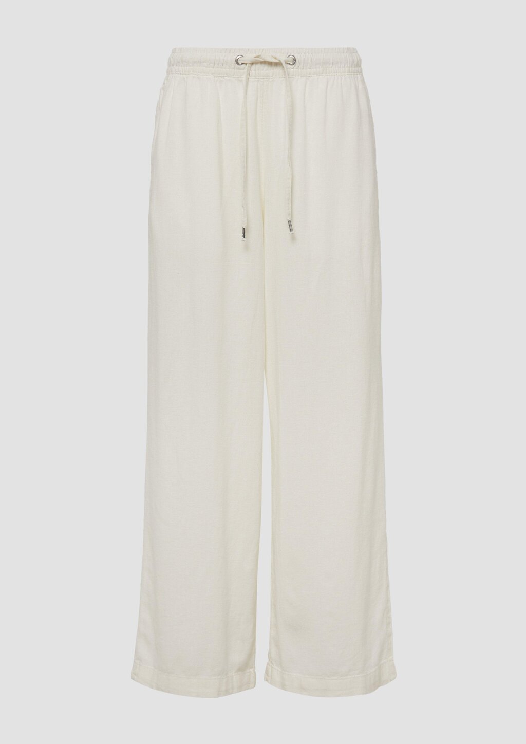 Leinenmixhose mit Gummizug und weitem Bein