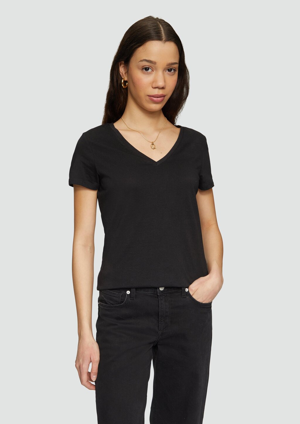 Baumwollshirt mit V-Ausschnitt