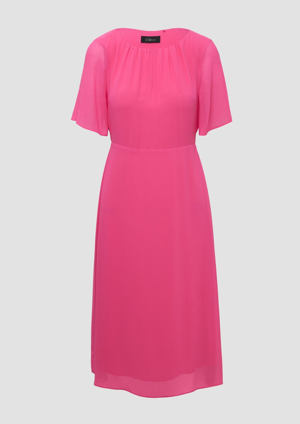 Midikleid aus Chiffon mit kurzen Ärmeln und blickdichtem Futter