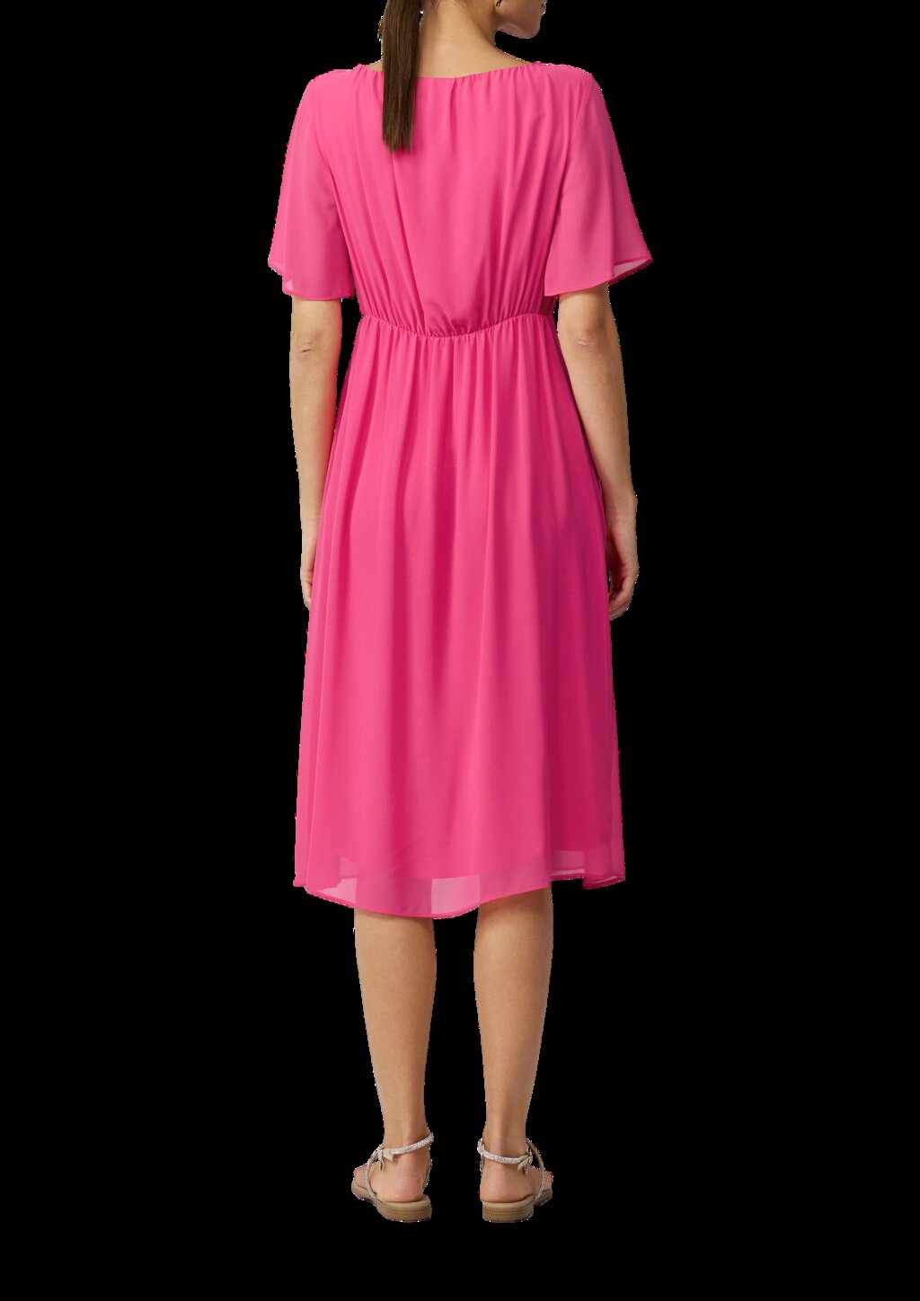 Midikleid aus Chiffon mit kurzen Ärmeln und blickdichtem Futter