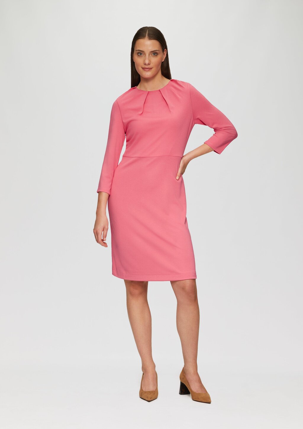 Kleid aus Interlockjersey mit Raff-Details