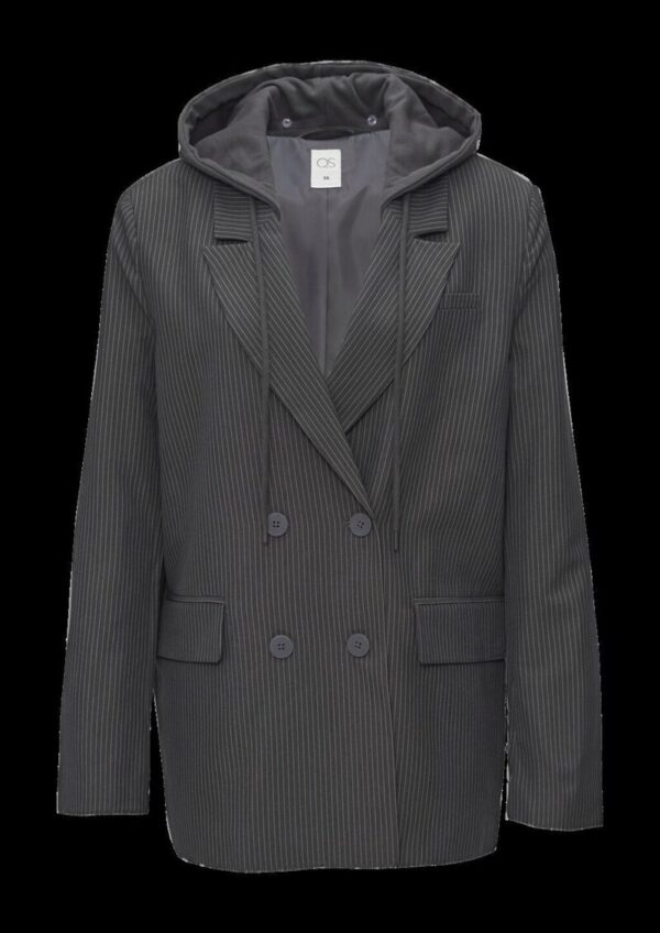 Nadelstreifenblazer mit abnehmbarer Kapuze