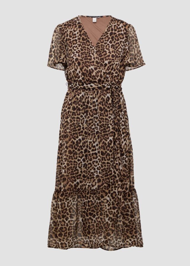 Chiffonkleid in Wickeloptik mit All-over-Print