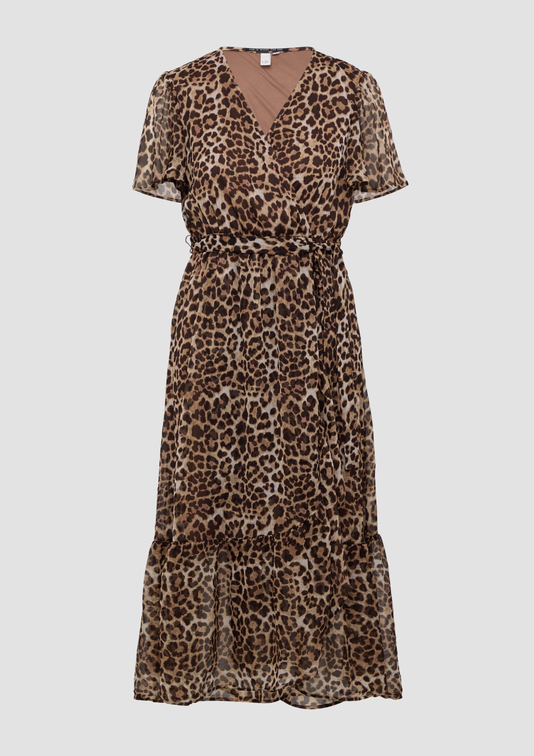 Chiffonkleid in Wickeloptik mit All-over-Print