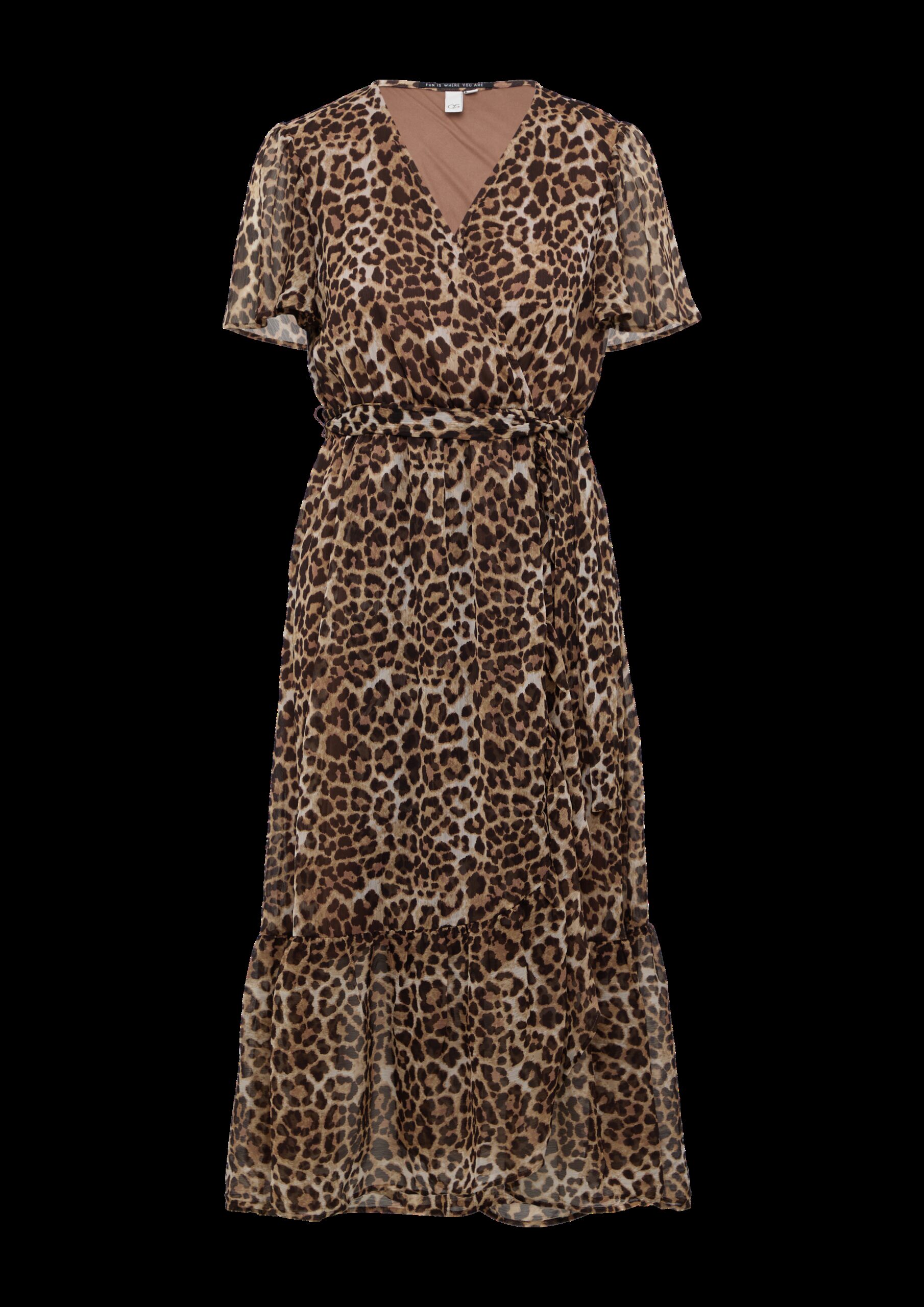 Chiffonkleid in Wickeloptik mit All-over-Print