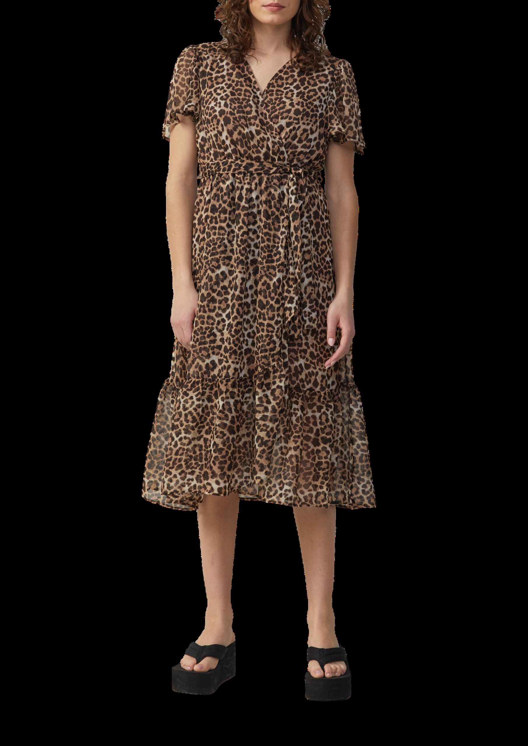Chiffonkleid in Wickeloptik mit All-over-Print