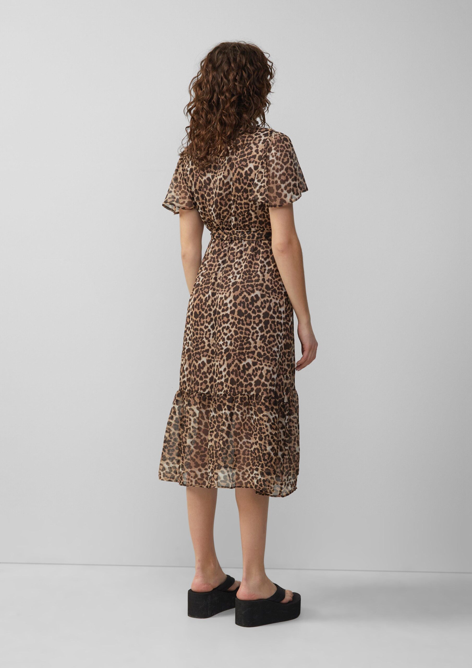 Chiffonkleid in Wickeloptik mit All-over-Print