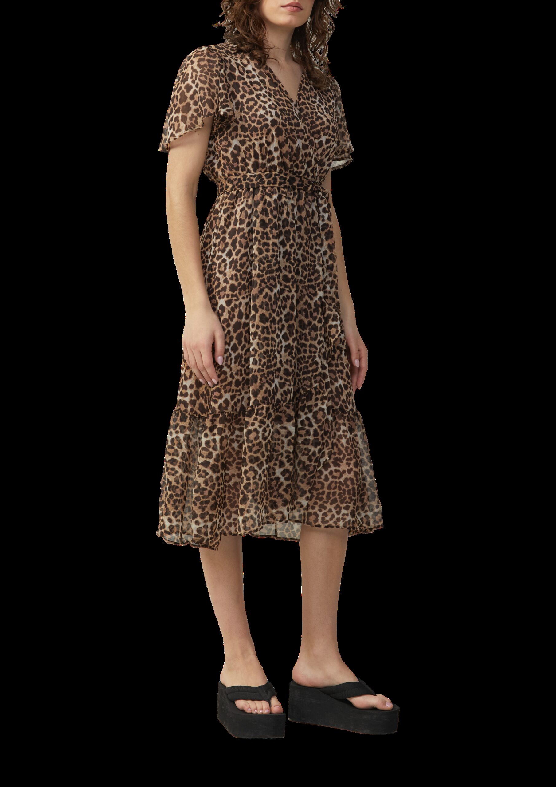 Chiffonkleid in Wickeloptik mit All-over-Print