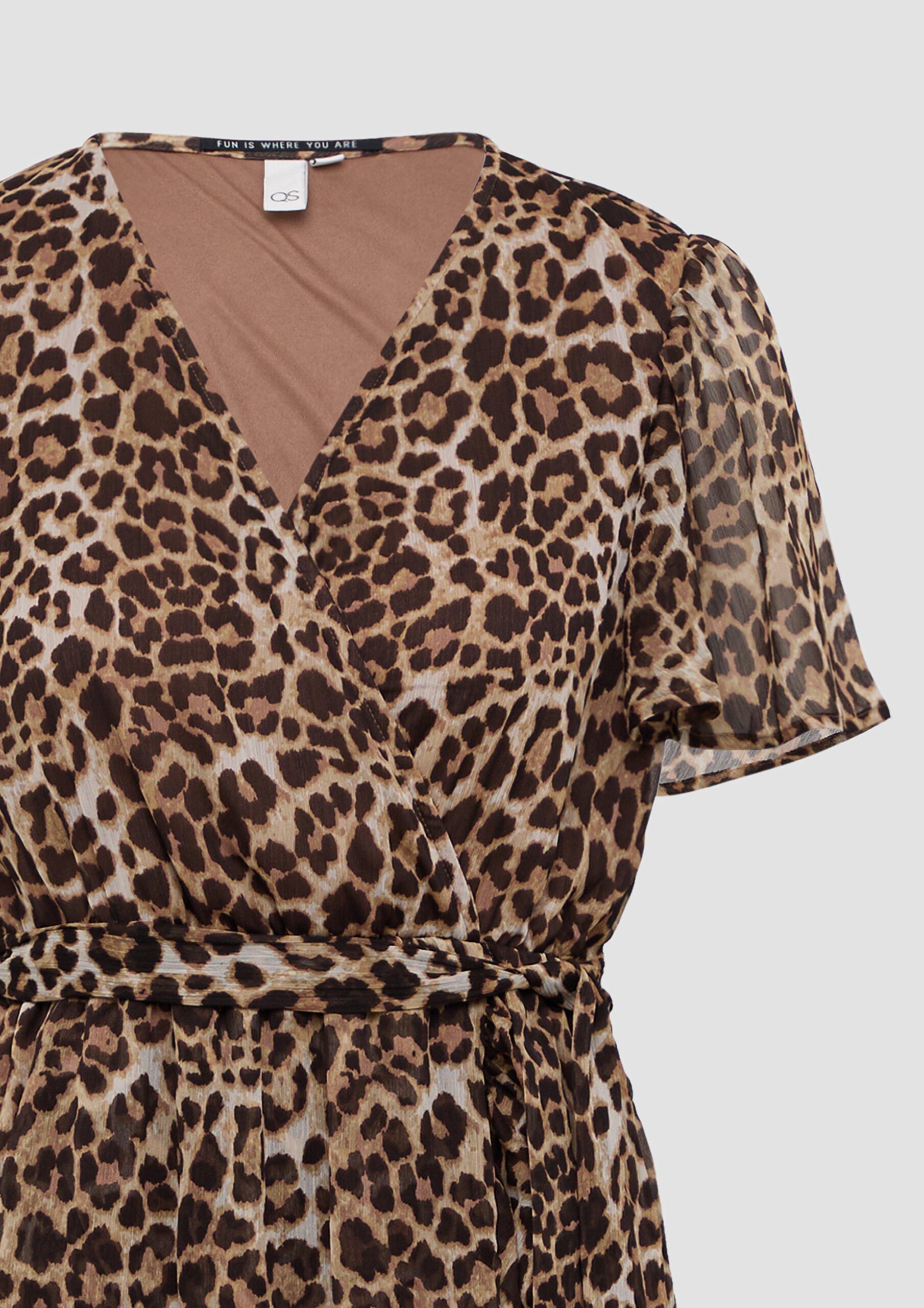 Chiffonkleid in Wickeloptik mit All-over-Print