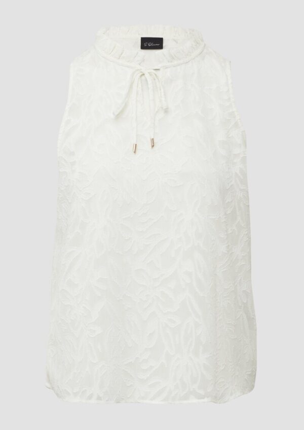 Semitransparentes Top mit Tunika-Ausschnitt und Rüschen