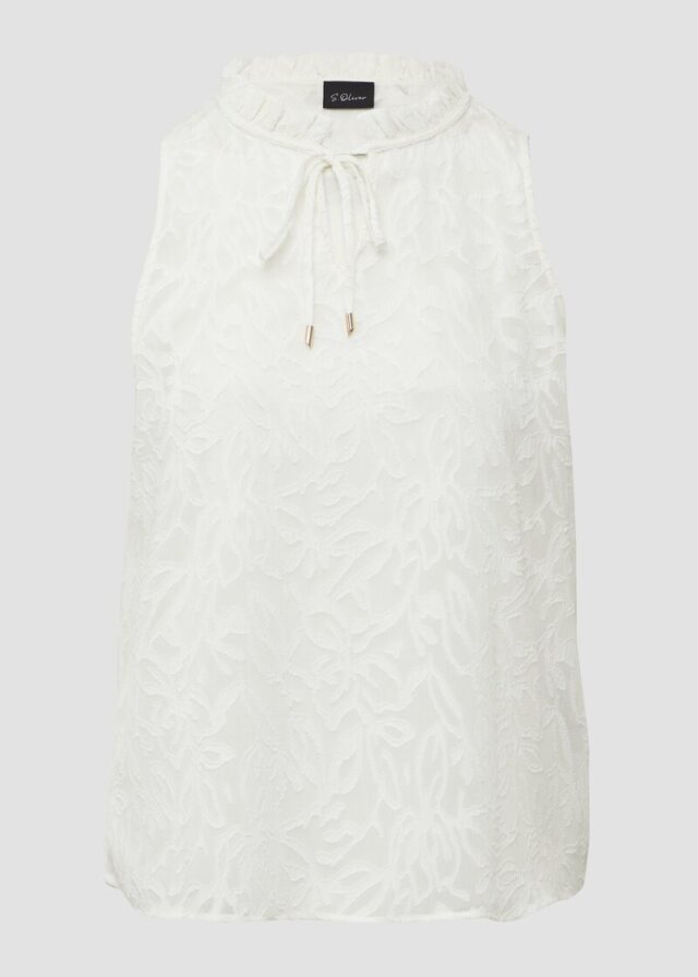 Semitransparentes Top mit Tunika-Ausschnitt und Rüschen