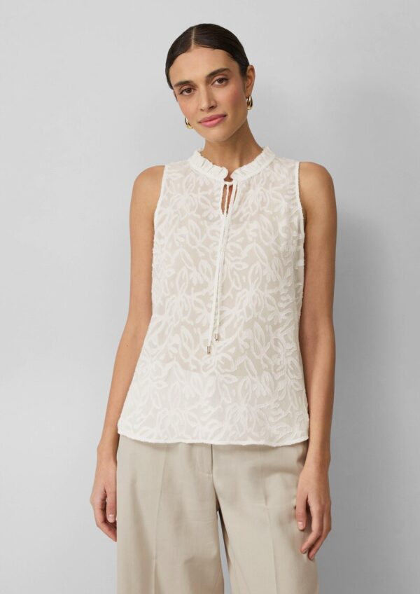 Semitransparentes Top mit Tunika-Ausschnitt und Rüschen