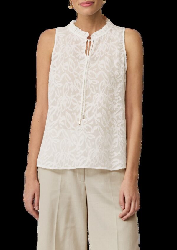 Semitransparentes Top mit Tunika-Ausschnitt und Rüschen