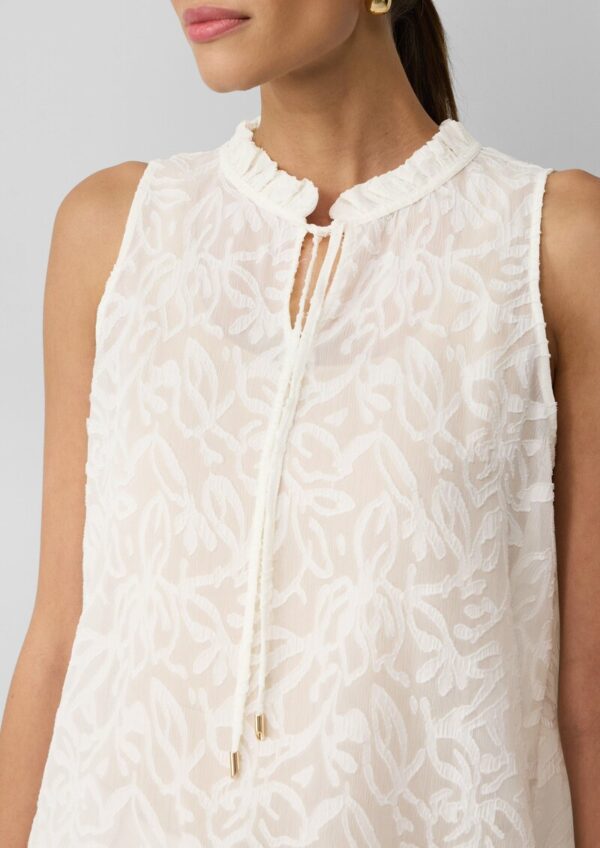 Semitransparentes Top mit Tunika-Ausschnitt und Rüschen