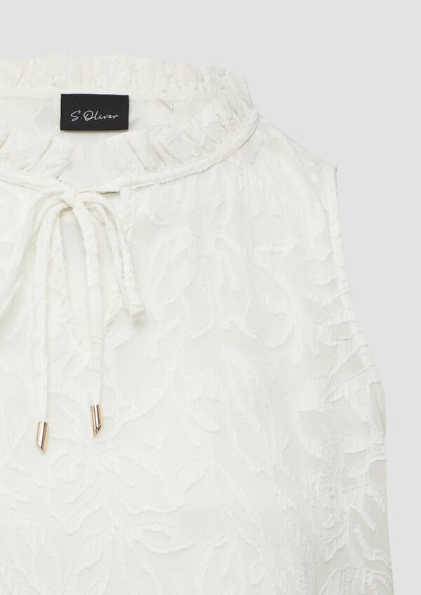 Semitransparentes Top mit Tunika-Ausschnitt und Rüschen