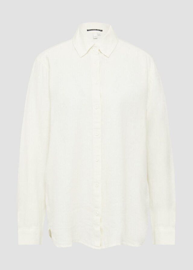 Lange Hemdbluse aus Viskose-Leinenmix