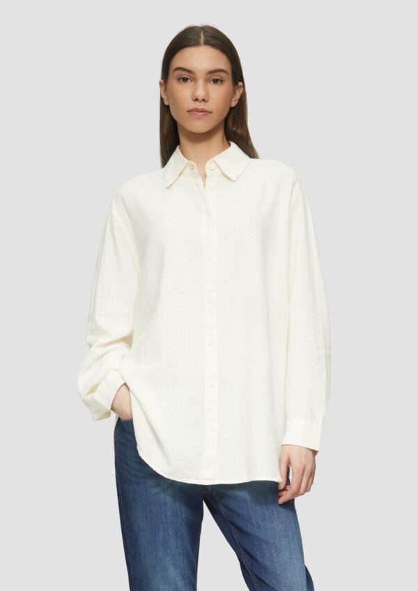 Lange Hemdbluse aus Viskose-Leinenmix