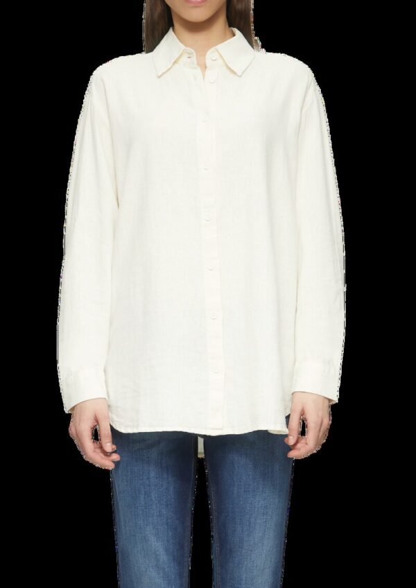 Lange Hemdbluse aus Viskose-Leinenmix