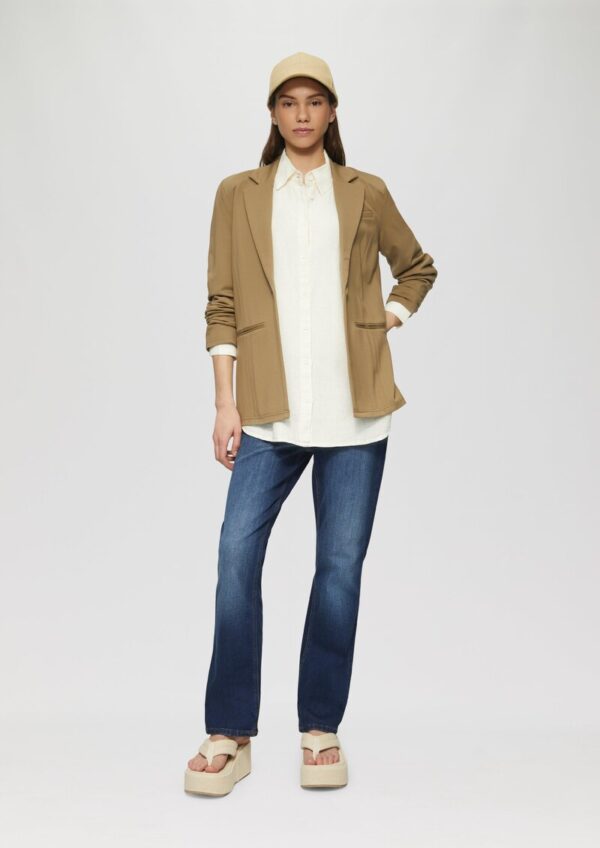 Lange Hemdbluse aus Viskose-Leinenmix