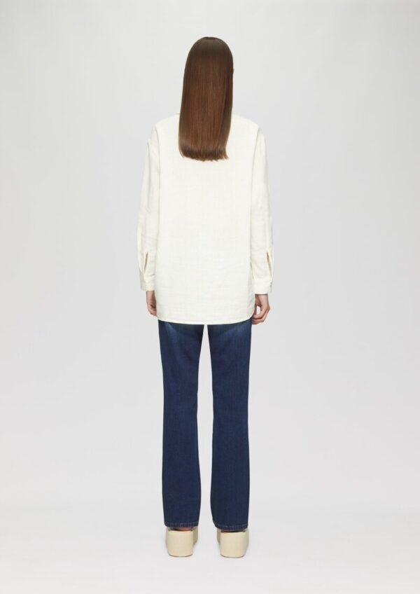 Lange Hemdbluse aus Viskose-Leinenmix