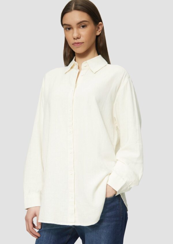 Lange Hemdbluse aus Viskose-Leinenmix