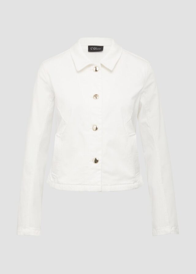 Verkürzte Jeansjacke mit Hemdkragen