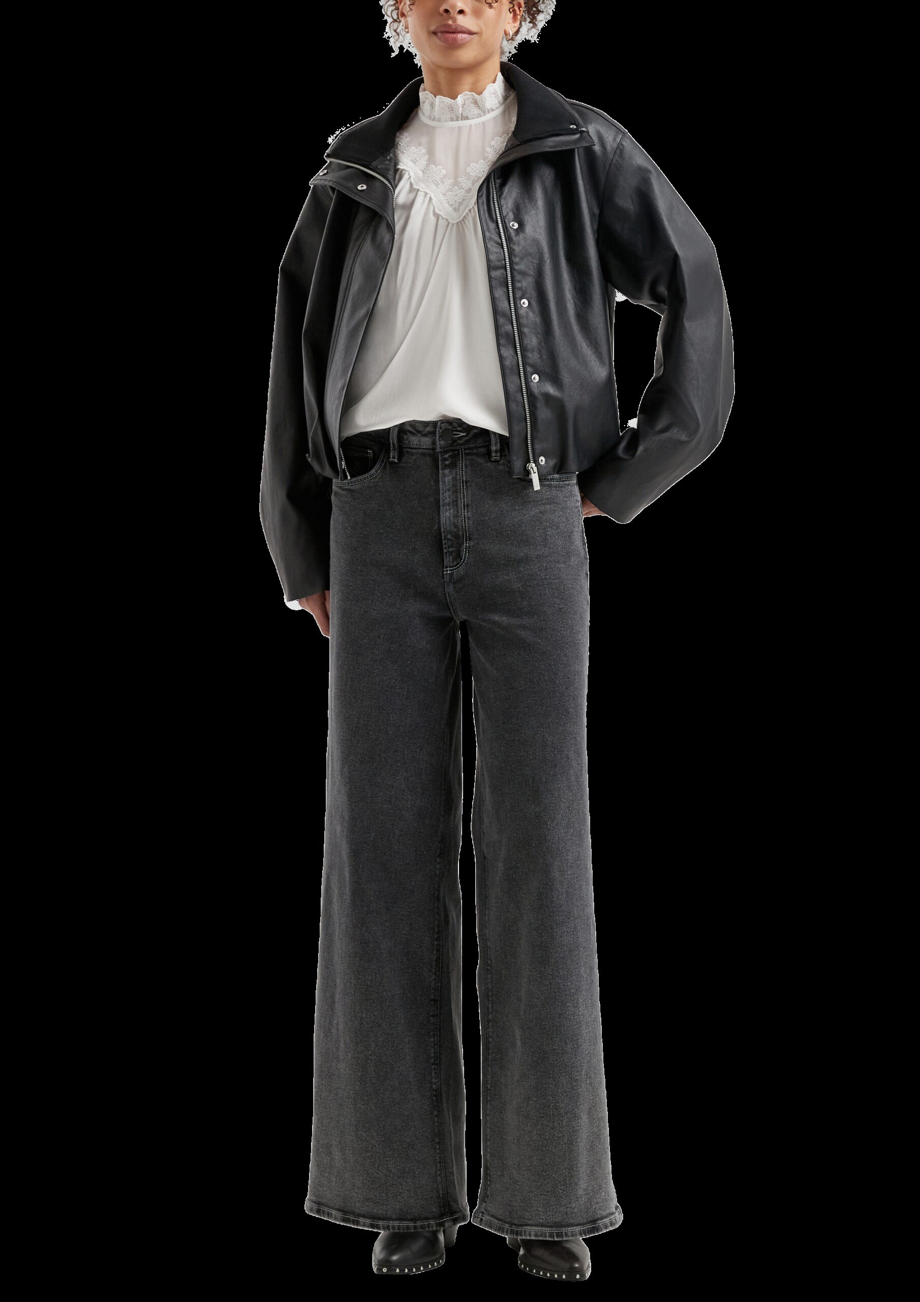 Blusentop mit transparenten Einsätzen und Stickerei