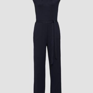 Ärmelloser Jumpsuit aus Interlockjersey mit Bindegürtel