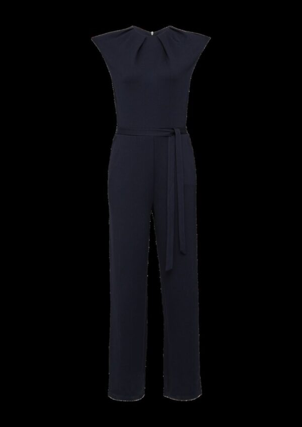 Ärmelloser Jumpsuit aus Interlockjersey mit Bindegürtel