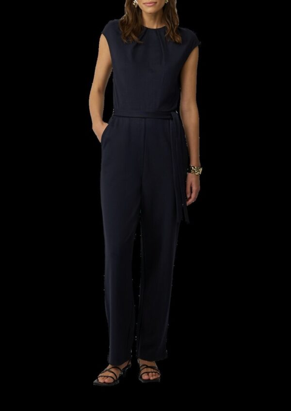 Ärmelloser Jumpsuit aus Interlockjersey mit Bindegürtel