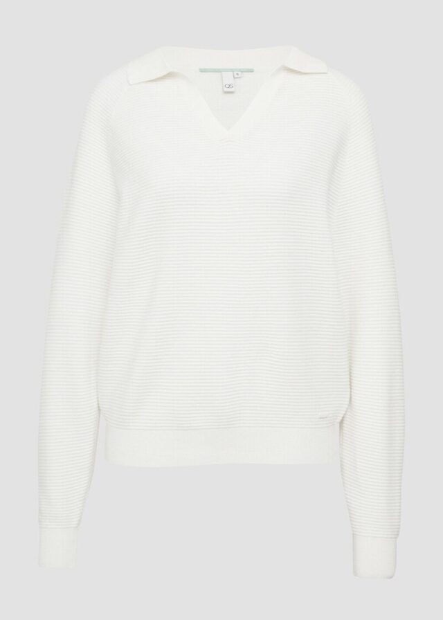 Strukturierter Pullover mit Polokragen