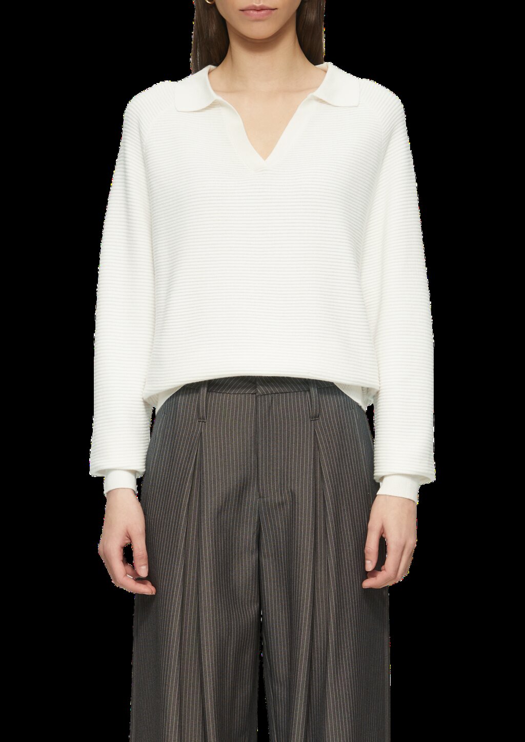 Strukturierter Pullover mit Polokragen