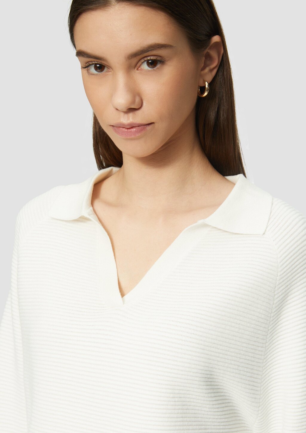 Strukturierter Pullover mit Polokragen