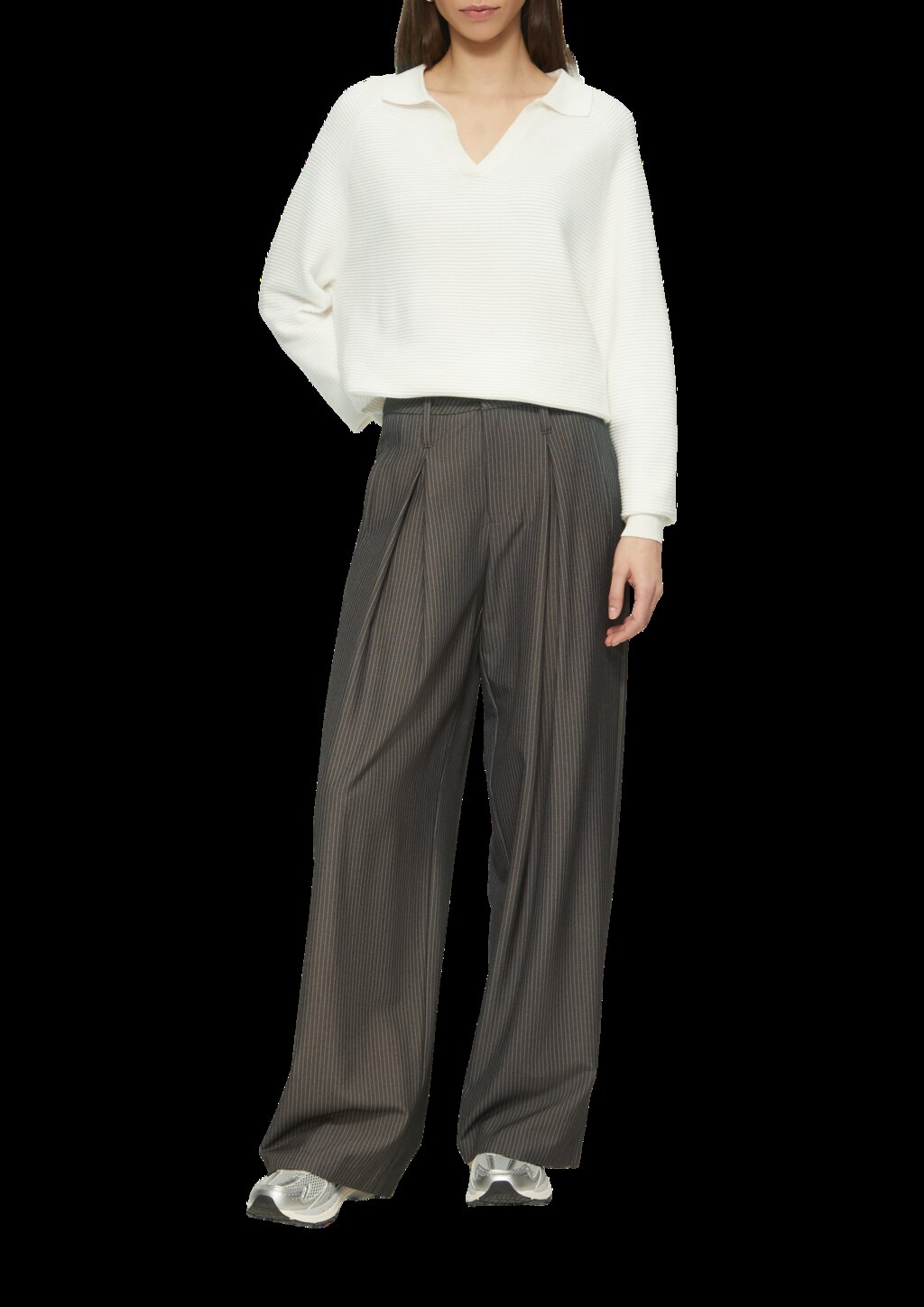 Strukturierter Pullover mit Polokragen