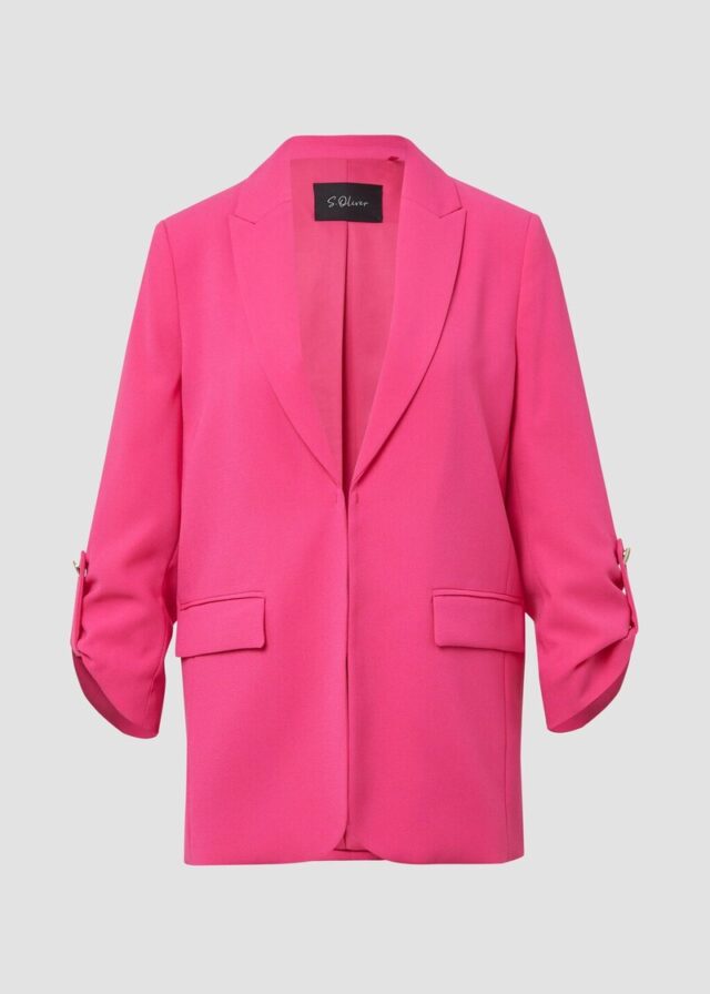 Crêpe-Blazer mit 3/4-Ärmeln und Raff-Details