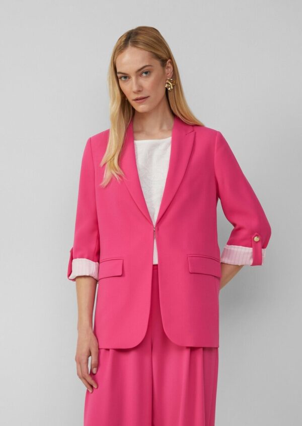 Crêpe-Blazer mit 3/4-Ärmeln und Raff-Details