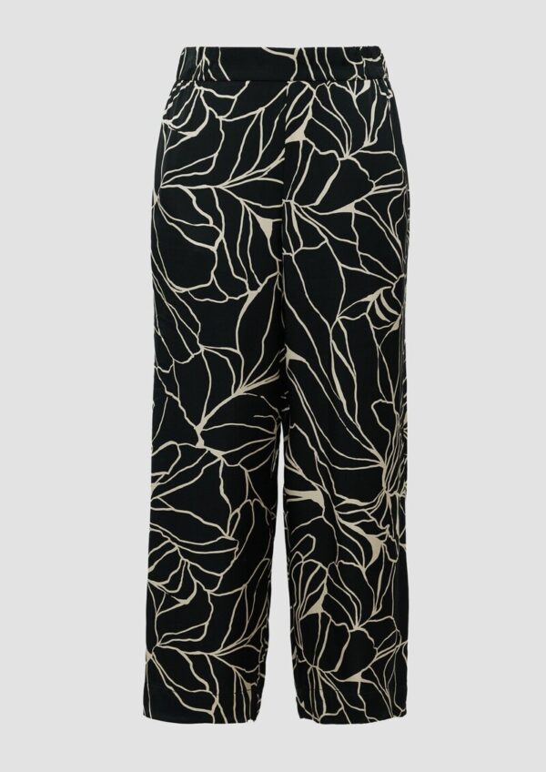 Satinierte Wide-Leg-Hose mit Elastikbund und All-over-Print