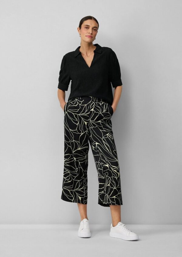 Satinierte Wide-Leg-Hose mit Elastikbund und All-over-Print