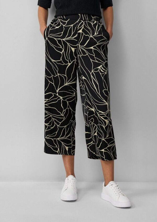 Satinierte Wide-Leg-Hose mit Elastikbund und All-over-Print