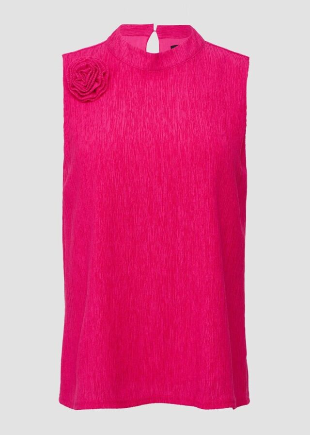 Strukturiertes Blusentop mit abnehmbarer Brosche