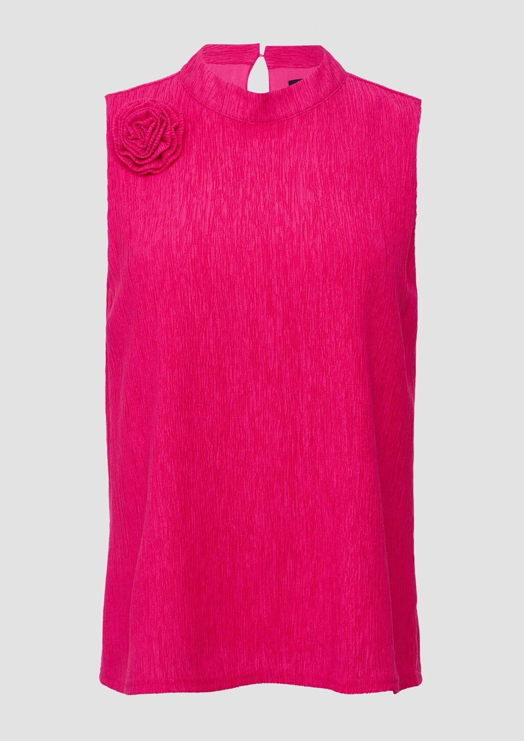 Strukturiertes Blusentop mit abnehmbarer Brosche