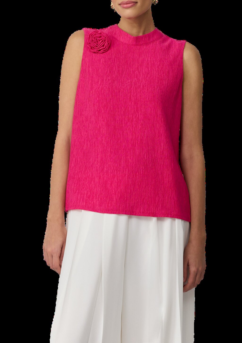 Strukturiertes Blusentop mit abnehmbarer Brosche