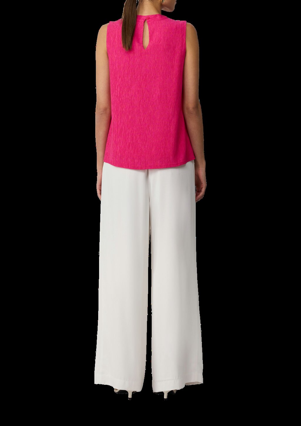 Strukturiertes Blusentop mit abnehmbarer Brosche