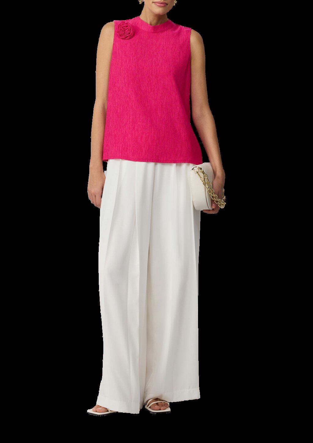 Strukturiertes Blusentop mit abnehmbarer Brosche