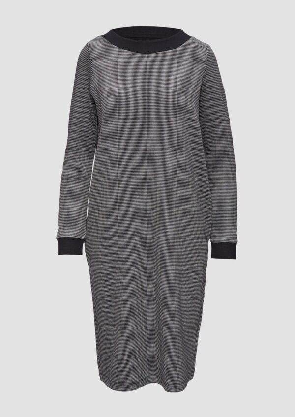 Kleid mit Hahnentrittmuster und seitlichen Eingrifftaschen