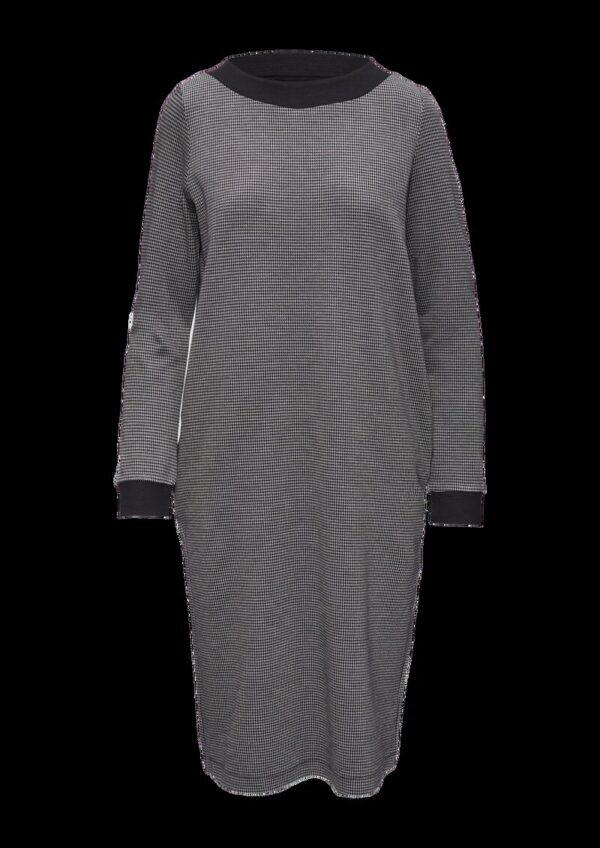 Kleid mit Hahnentrittmuster und seitlichen Eingrifftaschen
