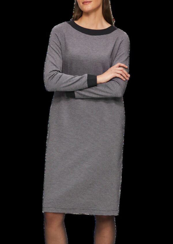 Kleid mit Hahnentrittmuster und seitlichen Eingrifftaschen