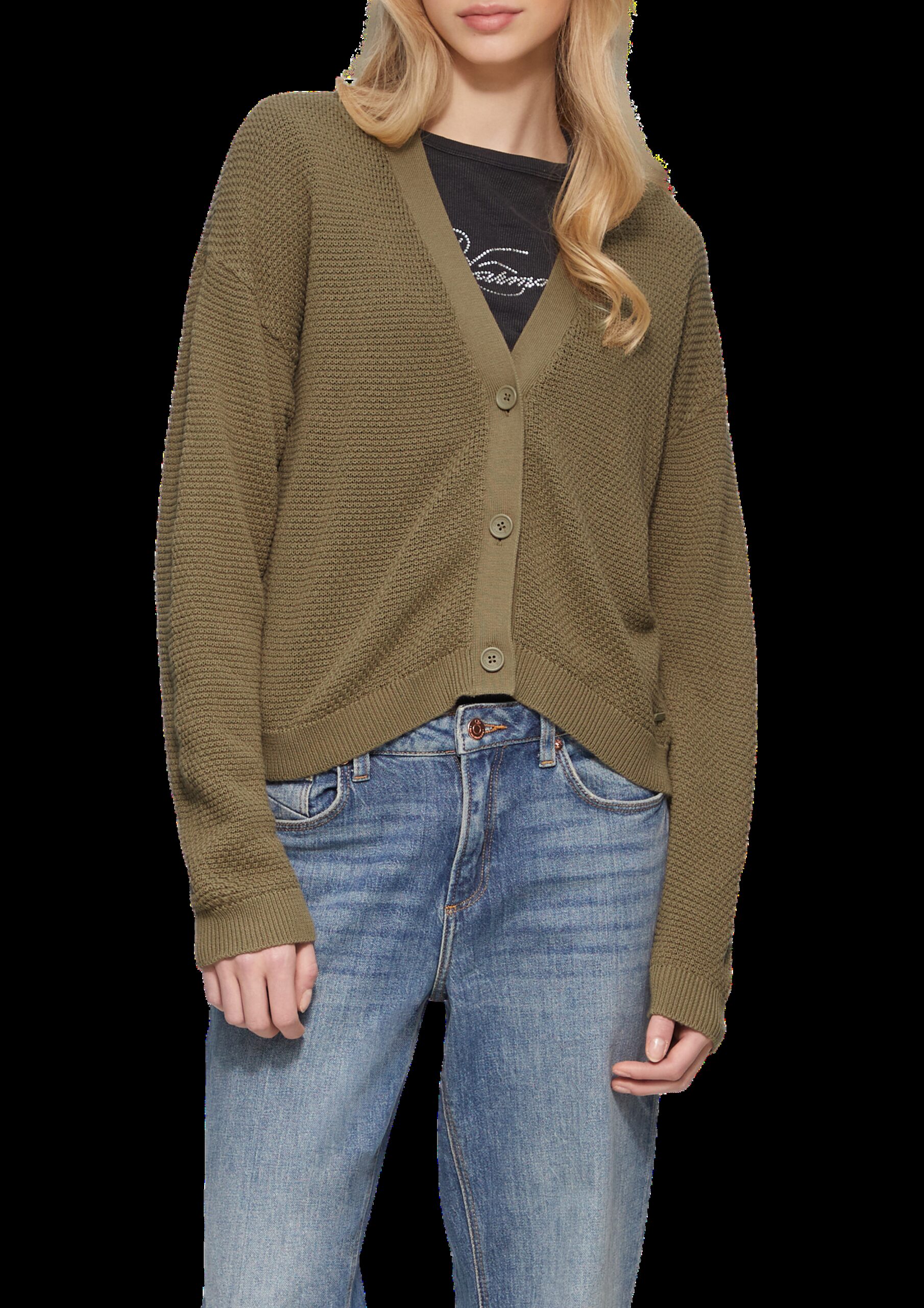 Strickjacke mit Strukturmuster und Knöpfen