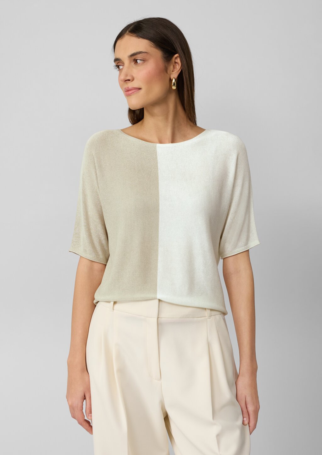 Feiner Strickshirt in Colour-Blocking-Optik