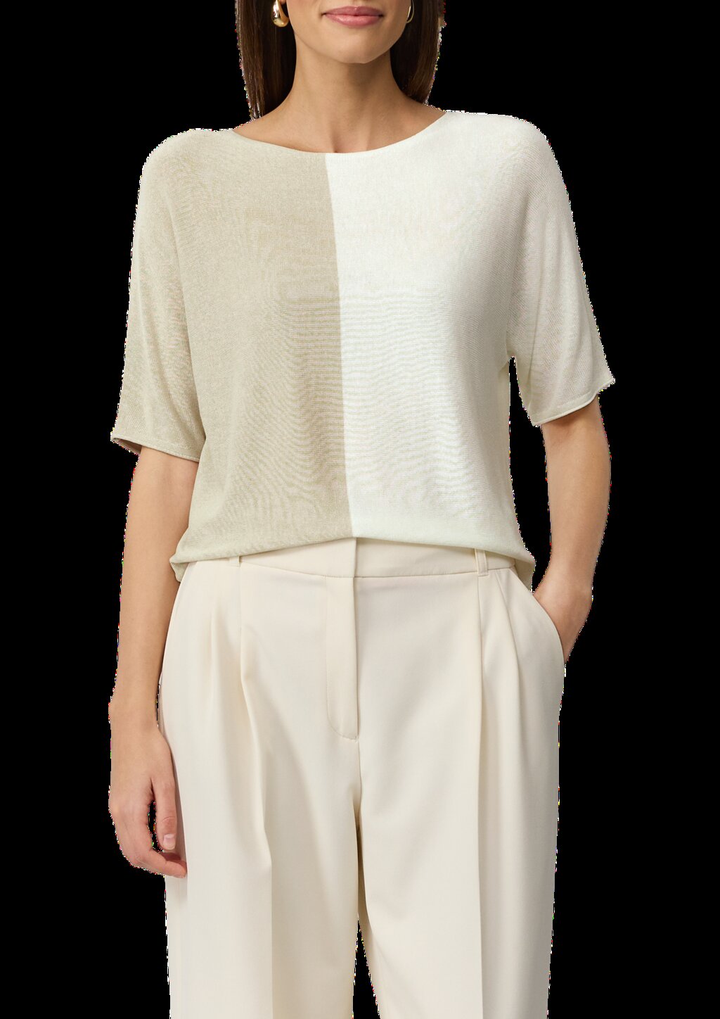 Feiner Strickshirt in Colour-Blocking-Optik